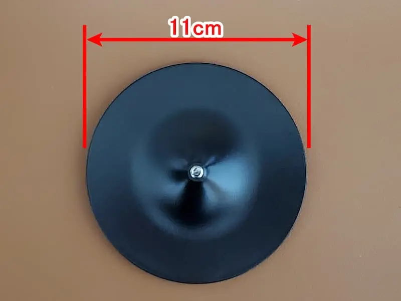 2in1スタンドの直径寸法を表示した表側