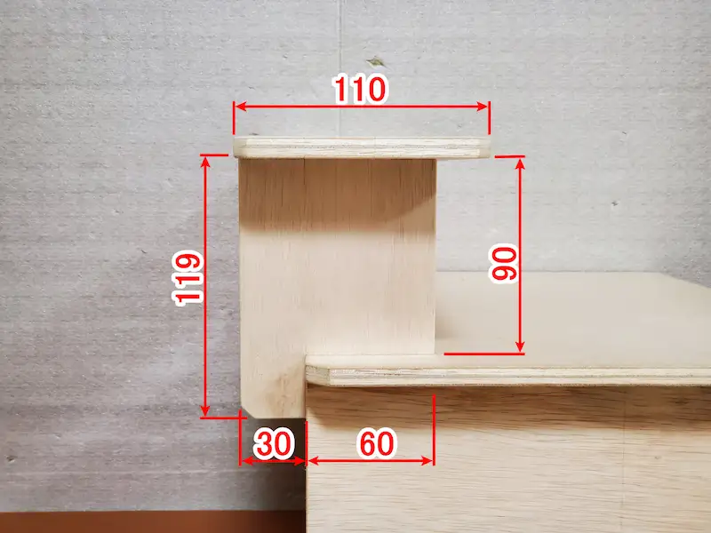 使用サイズを表記した側面